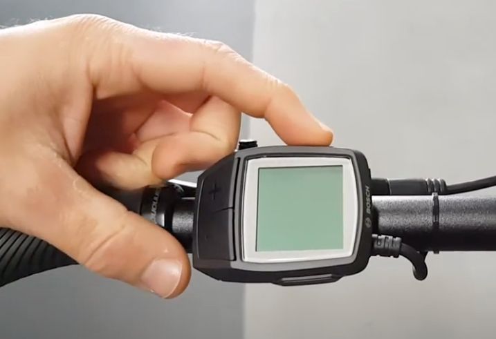 Pressing the power button on the bike's display